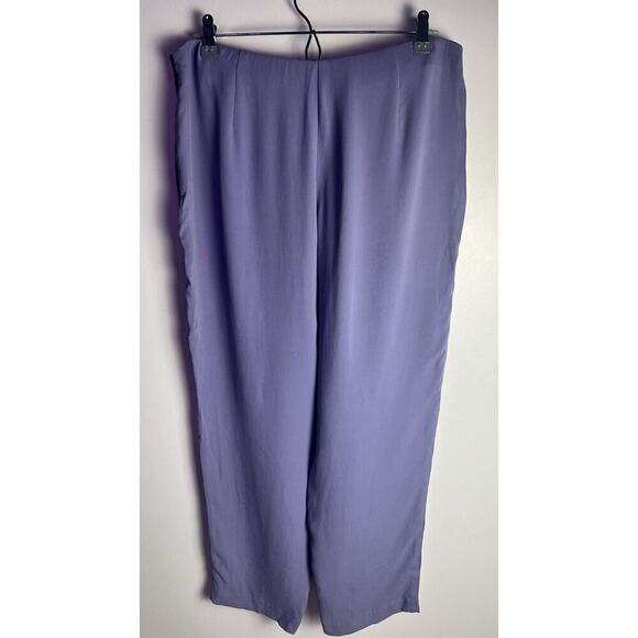EILEEN FISHER Silk Georgette Crepe Full Length Side Zip Lilac Pants Petite M - Picture 2 of 8